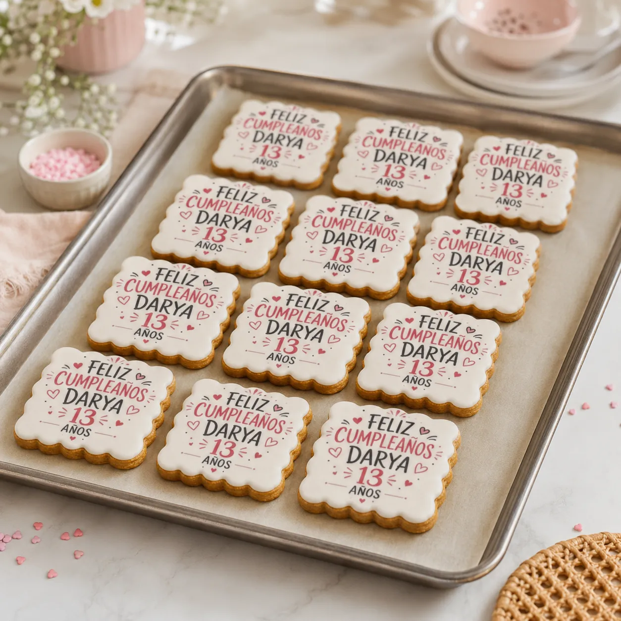 Galletas personalizadas para un cumpleaños de 13 años